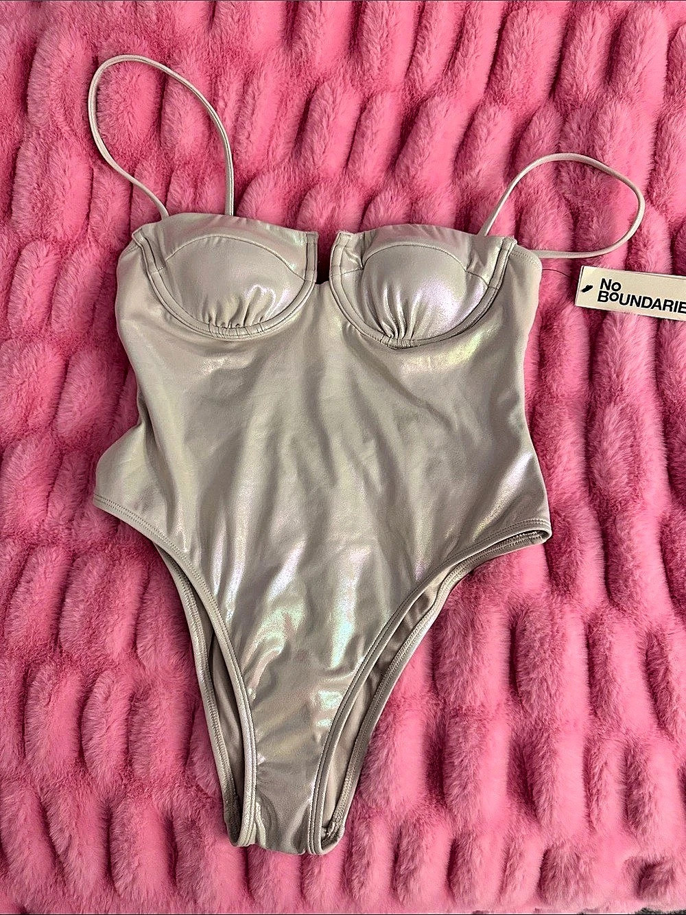 No Boundaries Moonlight Purple 1PC One-Piece Swimsuit Silver Size Medium NWT